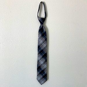 Gray Tiled & Stripe Design Zip Up Tie by Architect